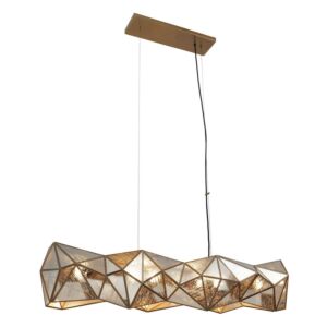 GeoGem Six Light Island Pendant in Artisan Brass by Metropolitan