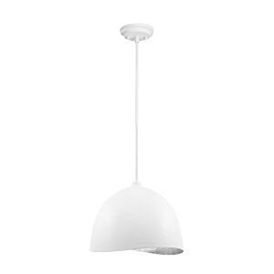 Eclos One Light Pendant in Textured White WSilver Leaf by George Kovacs