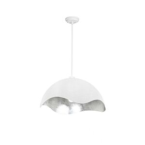 Eclos One Light Pendant in Textured White WSilver Leaf by George Kovacs