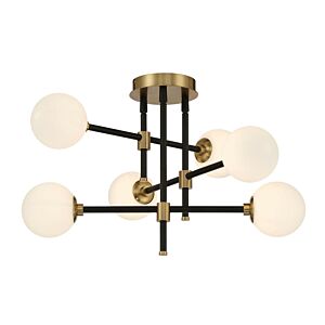 Cosmet Six Light Flush Mount in Coal And Aged Brass by George Kovacs