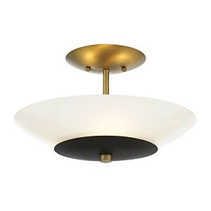 Bax Three Light Flush Mount in Sand Coal & Soft Brass by MinkaLavery