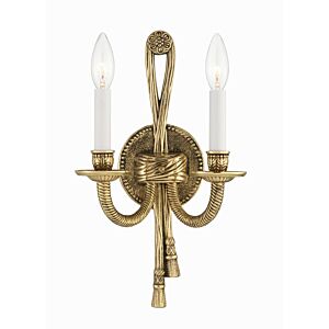 Cast Brass Wall Mount Two Light Wall Sconce in Olde Brass by Crystorama