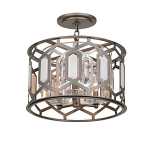 Hexly Three Light Semi Flush Mount in Bronze & Sultry Silver by MinkaLavery