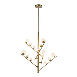 Juniper LED Chandelier in Brushed GoldOpal Glass by Kuzco Lighting