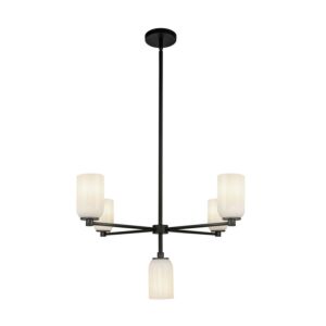 Nola Five Light Chandelier in BlackGlossy Opal Glass by Kuzco Lighting