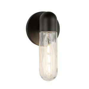 Lima One Light Exterior Wall Mount in BlackClear Water Glass by Kuzco Lighting