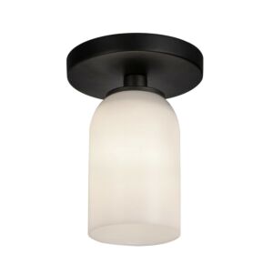 Nola One Light SemiFlush Mount in BlackGlossy Opal Glass by Kuzco Lighting