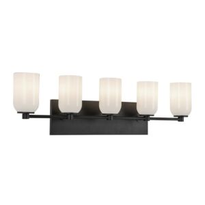 Nola Five Light Vanity in BlackGlossy Opal Glass by Kuzco Lighting