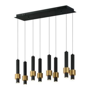 Reveal LED Linear Pendant in Black  Gold by ET2