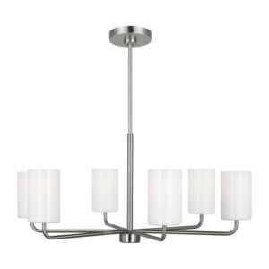 Rhett  Chandelier in Brushed Steel by Generation Lighting.