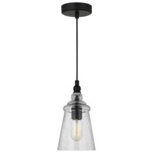 Loras  Mini Pendant in Midnight Black by Generation Lighting.