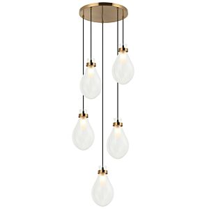 Seranna 5-Light Pendant in Aged Gold Brass