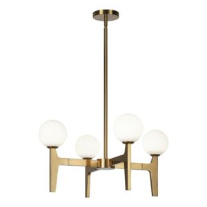 Scriben 4-Light LED Pendant in Aged Gold Brass