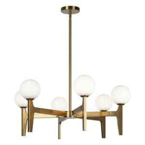 Scriben 6-Light LED Pendant in Aged Gold Brass