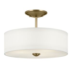 Shailene 3-Light Semi-Flush Mount in Natural Brass