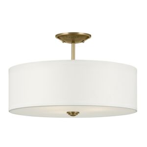 Shailene 3-Light Semi-Flush Mount in Natural Brass