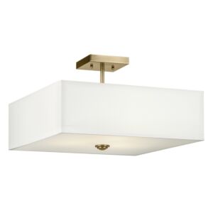 Shailene 3-Light Semi-Flush Mount in Natural Brass