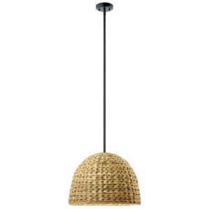 Raffiana One Light Mini Pendant in Black by Kichler