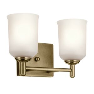 Shailene 2-Light Bathroom Vanity Light in Natural Brass