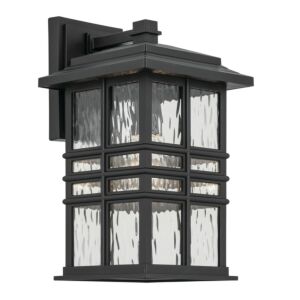 Beacon Square One Light Outdoor Wall Mount in Textured Black by Kichler