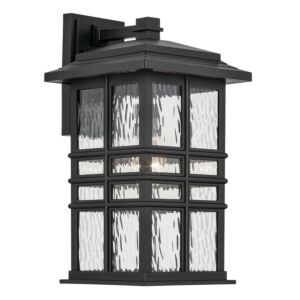 Beacon Square One Light Outdoor Wall Mount in Textured Black by Kichler