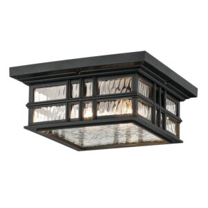 Beacon Square 2-Light Outdoor Ceiling Mount in Textured Black