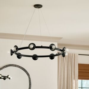 Palta Nine Light Chandelier in Black by Kichler