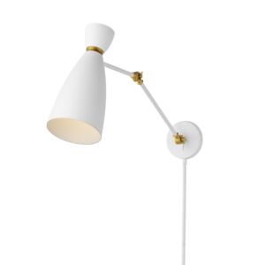 Carillon 1-Light Wall Sconce in White with Satin Brass