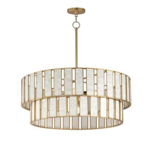 Miramar Six Light Chandelier in Capiz   Natural Aged Brass by Maxim