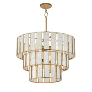 Miramar Seven Light Chandelier in Capiz   Natural Aged Brass by Maxim