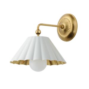 Primrose One Light Wall Sconce in Matte White   Gold Leaf by Maxim