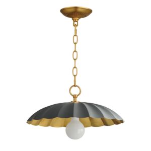 Primrose 1-Light Pendant in Dark Grey with Gold Leaf