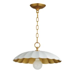 Primrose One Light Pendant in Matte White   Gold Leaf by Maxim