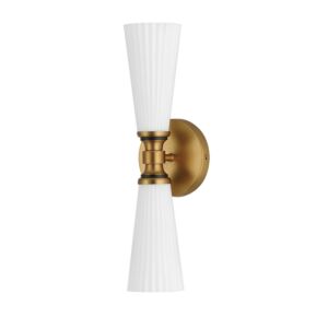 Krevat Two Light Wall Sconce in Black   Natural Aged Brass by Maxim