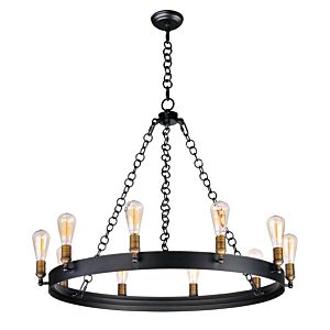 Noble LED Chandelier in Black   Natural Aged Brass by Maxim