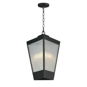 Triform Three Light Outdoor Pendant in Black   Antique Brass by Maxim