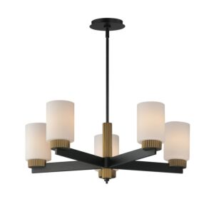 Ruffles 5-Light Chandelier in Black with Antique Brass