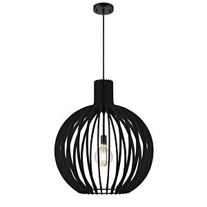 DVI Nahanni Park 1-Light Pendant in Black with Black Wood Shade