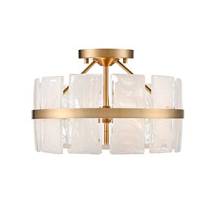 Luna 3-Light Semi-Flush Mount in Brass