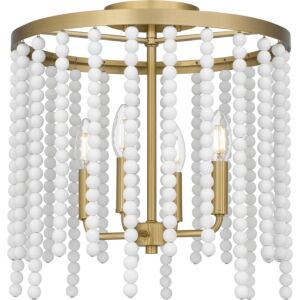 Apelle Four Light Semi Flush Mount in Aged Brass by Quoizel