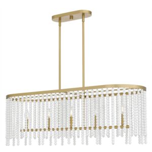 Apelle Five Light Linear Chandelier in Aged Brass by Quoizel