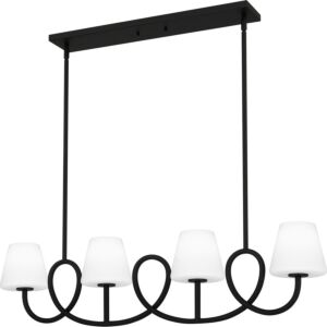 Atkins Four Light Linear Chandelier in Matte Black by Quoizel