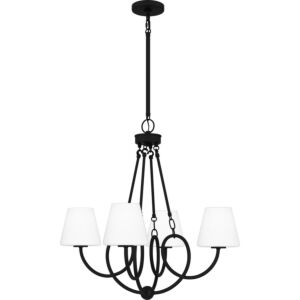 Atkins Four Light Chandelier in Matte Black by Quoizel