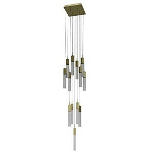 The Original Glacier Snow Avenue 13 Light Pendant in Brushed Brass by Avenue Lighting