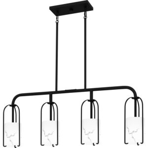 Fairbanks Four Light Linear Chandelier in Matte Black by Quoizel