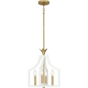 Dusty Lane Four Light Pendant in Matte White by Quoizel