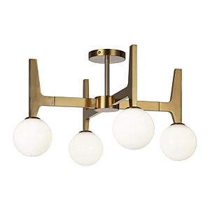 Scriben 4-Light LED Ceiling Mount in Aged Gold Brass