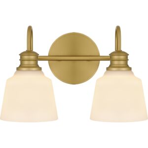 Hinton 2-Light Bathroom Vanity Light in Aged Brass