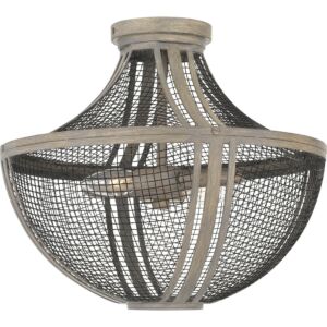 Hallie 2-Light Semi-Flush Mount in Distressed Grey Wood