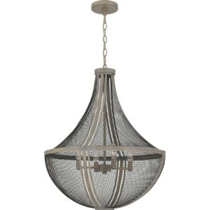 Hallie Four Light Pendant in Distressed Grey Wood by Quoizel